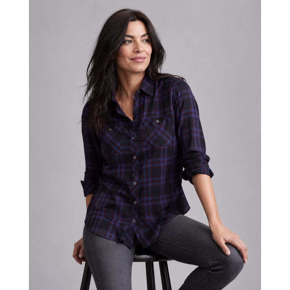 CAbi 3431 Moody Plaid Check Button Down Medium